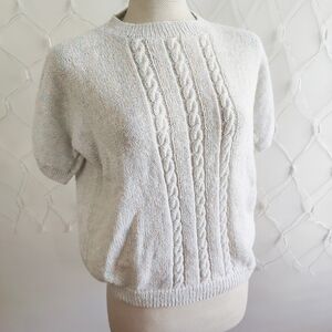 Vintage Cable Knit Sweater • Rainbow Cotton Candy Fibers • Like New • Med/Large